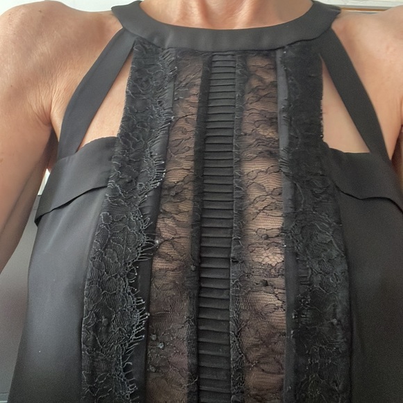 BCBG Asymmetrical Black Silky Sexy Top - Picture 5 of 8